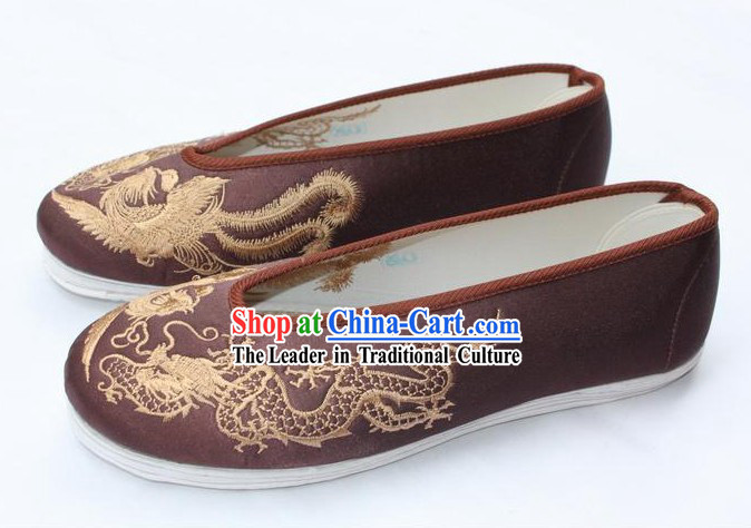 Chinese Classic Hanfu Dragon Phoenix Embroidery Shoes for Men