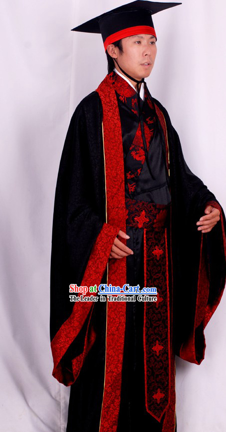 Ancient Chinese Big Event Ceremonial Clothing and Hat Complete Set for Men