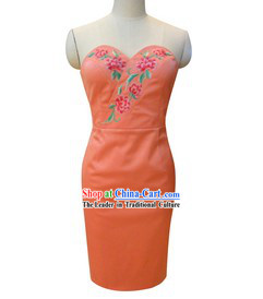 Unique Design Embroidered Pink Short Evening Dress