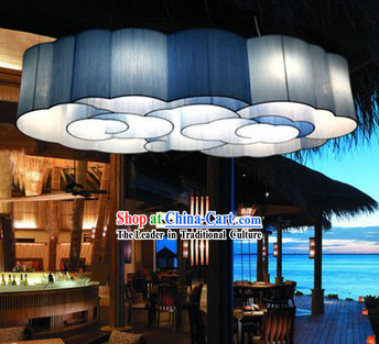 Handmade Fabric Blue Clouds Set Lantern Group