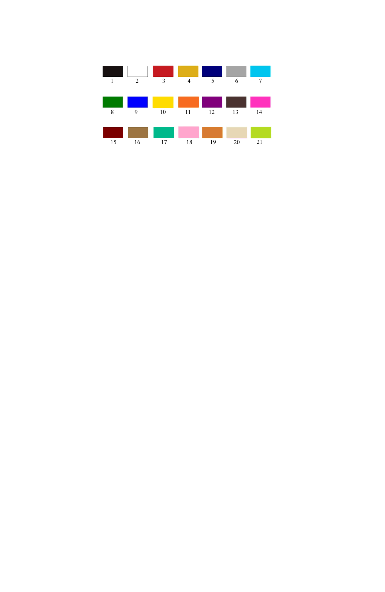 34 Colors Swatch Card