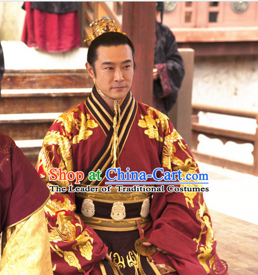 Ancient Chinese Emperor Costume Chinese Costumes and Crown Headwear Complete Set for Men