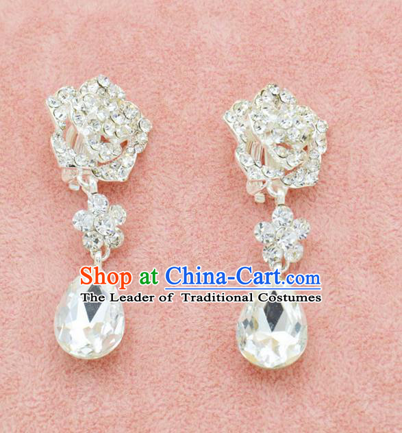 Traditional Wedding Jewelry Accessories, Palace Princess Bride Accessories, Wedding Earring, Baroco Style Crystal Earrings for Women