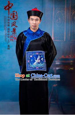 Ancient Chinese Qing Dynasty Official Clothing and Hat Complete Set