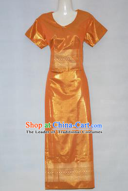 Traditional Asian Thai Dance Costume Complete Set, Chinese Dai Nationality Clothing for Women