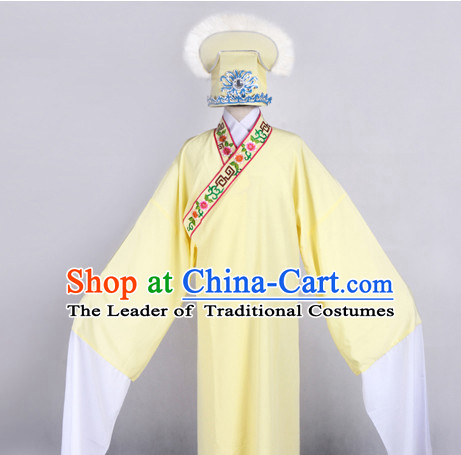 Chinese Opera Costumes Huangmei Opera Stage Performance Costume Chinese Traditional Costume Drama Costumes and Hat Complete Set for Men