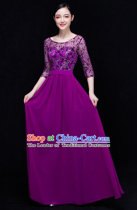 Traditional Chinese Classic Stage Performance Chorus Singing Group Dance Costumes, Chorus Competition Costume, Compere Costumes for Women