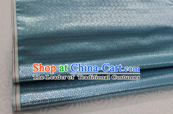 Chinese Traditional Royal Palace Pattern Mongolian Robe Light Blue Brocade Fabric, Chinese Ancient Emperor Costume Drapery Hanfu Tang Suit Material