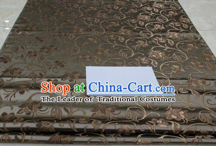 Chinese Traditional Palace Pattern Tang Suit Cheongsam Deep Grey Brocade Fabric, Chinese Ancient Costume Hanfu Mongolian Robe Material