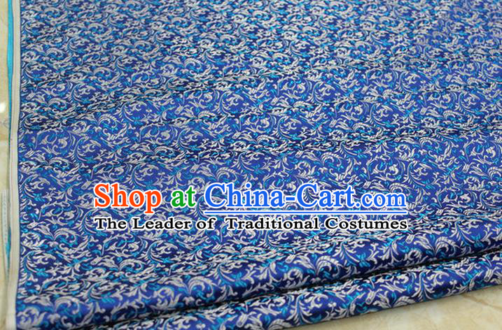 Chinese Traditional Palace Pattern Tang Suit Cheongsam Blue Brocade Fabric, Chinese Ancient Costume Hanfu Satin Material