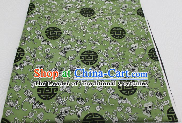 Chinese Traditional Ancient Costume Palace Pomegranate Pattern Cheongsam Green Brocade Tang Suit Satin Fabric Hanfu Material