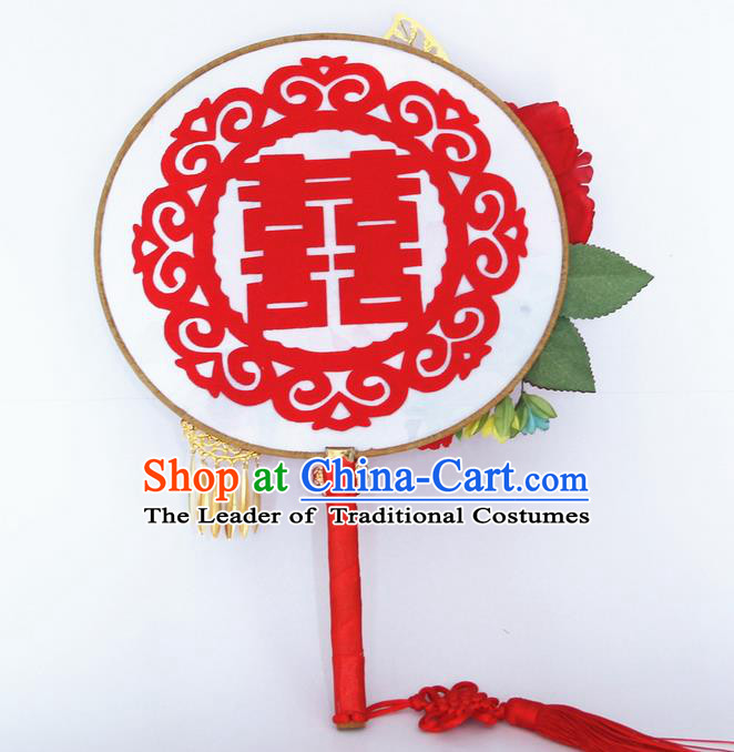 Traditional Handmade Chinese Ancient Classical Wedding Accessories Bride Wedding Flowers Roung Fan