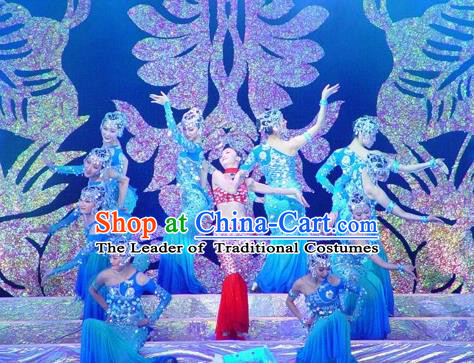 Traditional Chinese Yangge Fan Dancing Costume and Accessories