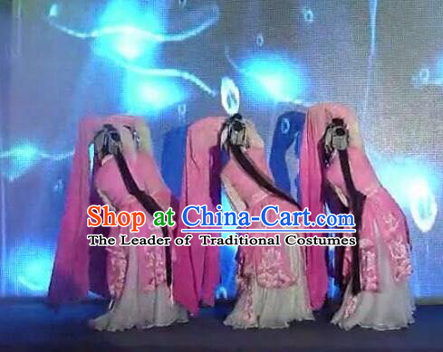 Traditional Chinese Yangge Fan Dancing Costume and Accessories