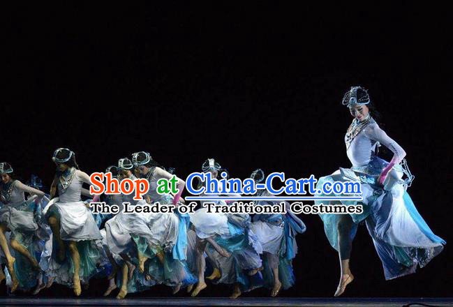 Traditional Chinese Yangge Fan Dancing Costume and Accessories