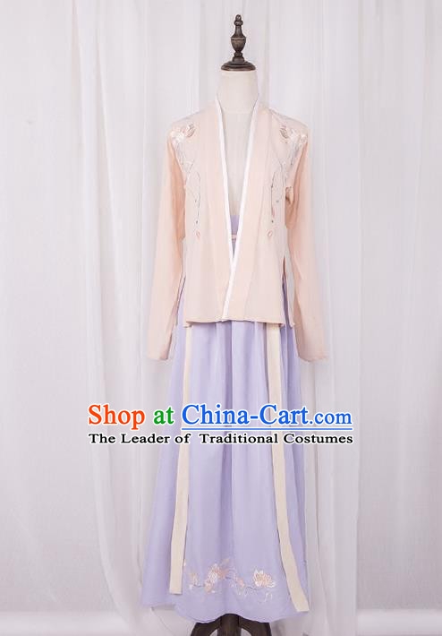 Traditional Chinese Tang Dynasty Palace Princess Costume, Elegant Hanfu Clothing Embroidered Blouse and Dress, Chinese Ancient Princess Clothing for Women