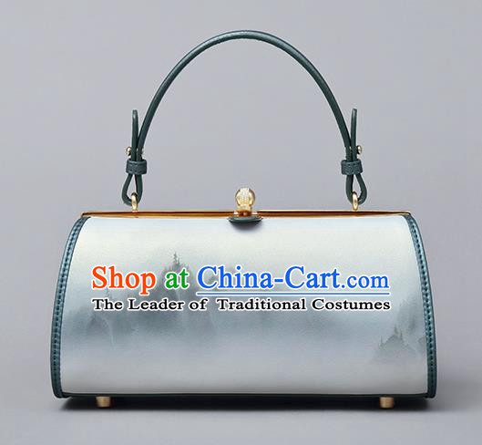Traditional Handmade Asian Chinese Element Clutch Bags Shoulder Bag National Ink Painting Cheongsam Handbag for Women