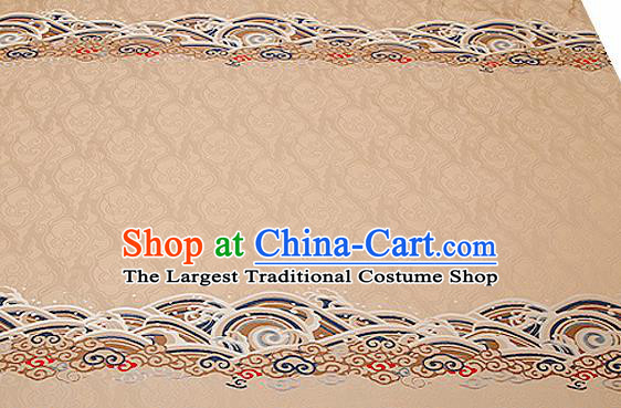 Traditional Chinese Khaki Satin Brocade Drapery Classical Embroidery Clouds Pattern Design Cushion Silk Fabric Material