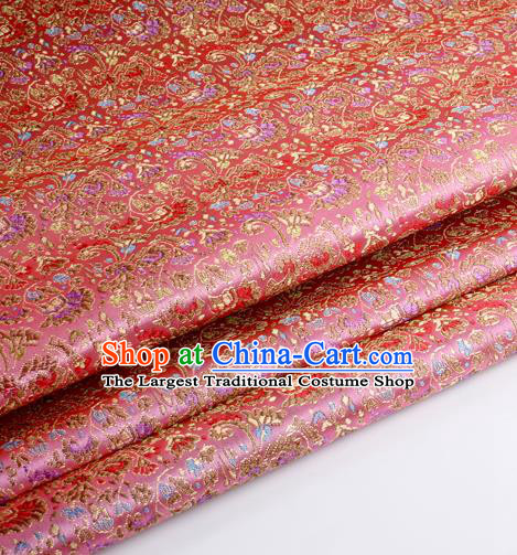 Chinese Traditional Pink Brocade Fabric Tang Suit Classical Cockscomb Flower Pattern Design Tang Suit Silk Material Satin Drapery