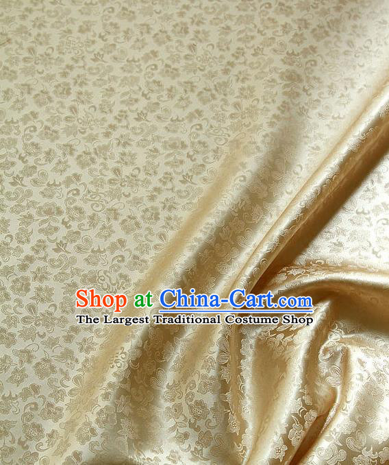 Traditional Asian Classical Pattern Cloth Drapery Golden Brocade Korean Hanbok Palace Satin Silk Fabric