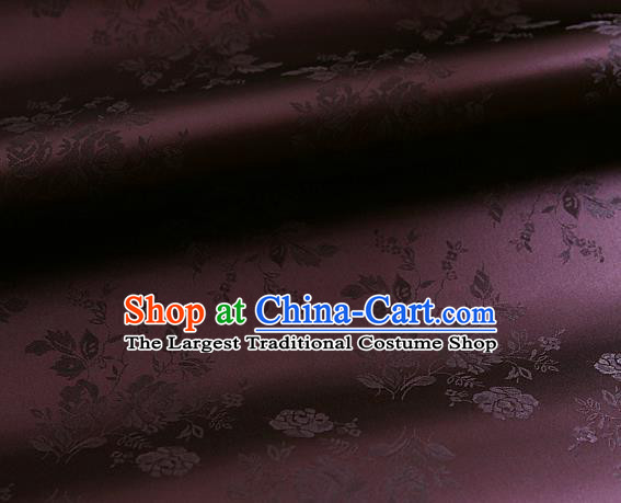 Traditional Asian Classical Pattern Cloth Drapery Wine Red Brocade Korean Hanbok Palace Satin Silk Fabric