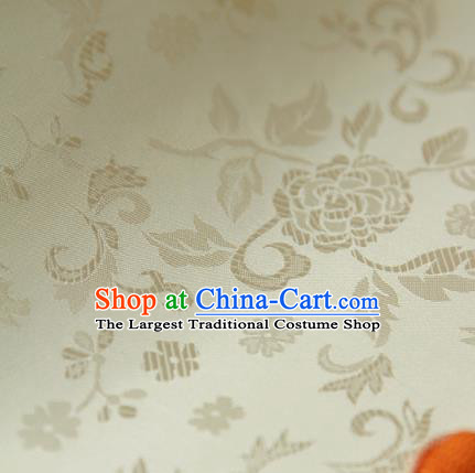 Traditional Asian Classical Pattern Yellow Brocade Cloth Drapery Korean Hanbok Palace Satin Silk Fabric