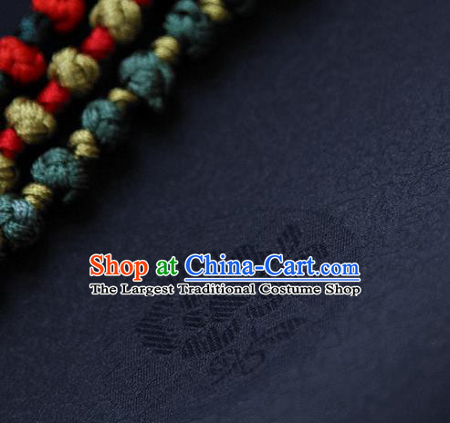 Traditional Asian Classical Pattern Navy Brocade Cloth Drapery Korean Hanbok Palace Satin Silk Fabric