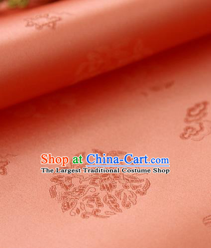 Traditional Asian Classical Pattern Orange Brocade Cloth Drapery Korean Hanbok Palace Satin Silk Fabric