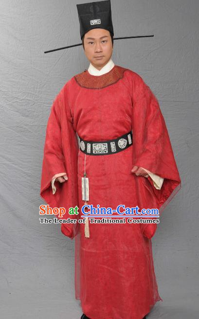 Ancient Chinese Song Dynasty Crown Prince Grand Preceptor Yu Jing Replica Costume for Men