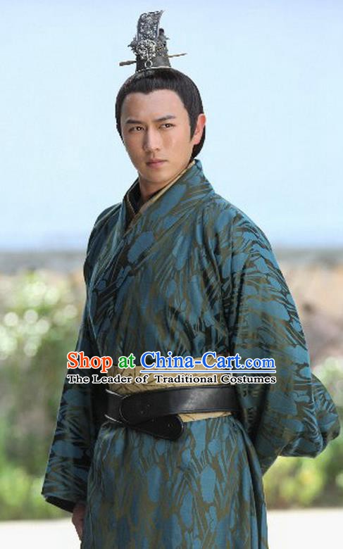 Traditional Ancient Chinese Emperor Clothing Han Dynasty Majesty Liu Heng Replica Costume for Men