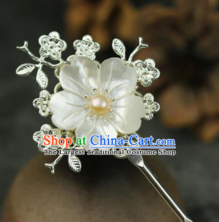 Handmade Chinese Traditional Shell Flower Hairpins Traditional Classical Hanfu Hair Accessories for Women