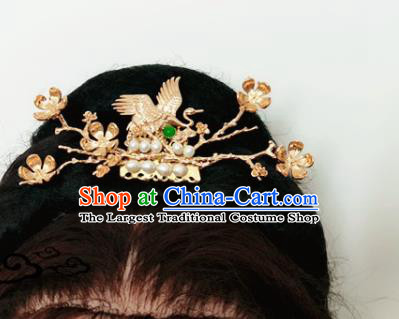 Chinese Ancient Traditional Cranes Crown Hairpins Handmade Classical Hair Accessories Complete Set for Women