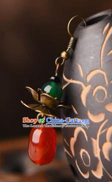 Traditional Chinese Classical Agate Earrings Handmade Court Ear Accessories for Women