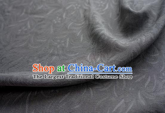 Traditional Chinese Classical Rohdea Pattern Design Deep Grey Silk Fabric Ancient Hanfu Dress Silk Cloth