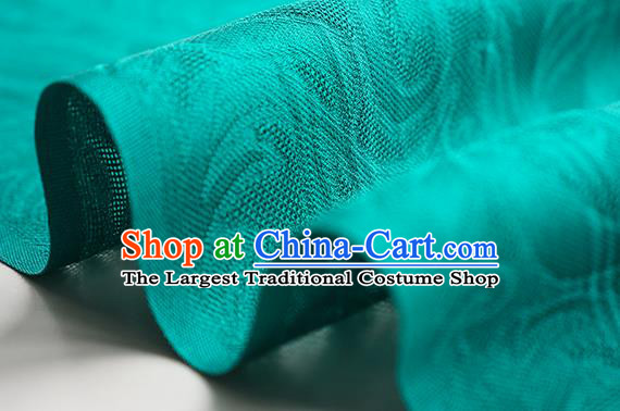 Traditional Chinese Classical Phoenix Flower Pattern Design Deep Green Silk Fabric Ancient Hanfu Dress Silk Cloth