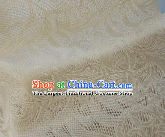 Traditional Chinese Classical Phoenix Flower Pattern Design Beige Silk Fabric Ancient Hanfu Dress Silk Cloth