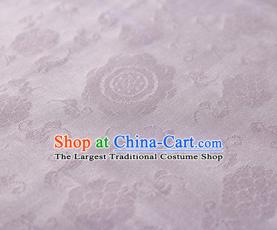 Traditional Chinese Classical Flower Pattern Design Light Purple Silk Fabric Ancient Hanfu Dress Silk Cloth