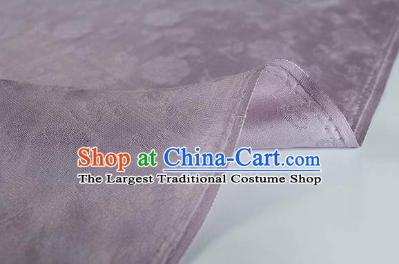 Traditional Chinese Classical Flower Pattern Design Light Purple Silk Fabric Ancient Hanfu Dress Silk Cloth