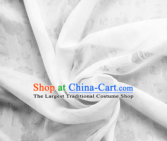 Traditional Chinese Classical Flower Pattern Design White Silk Fabric Ancient Hanfu Dress Silk Cloth