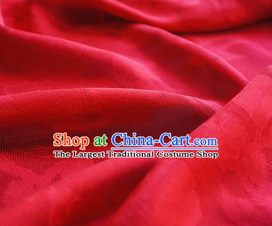 Traditional Chinese Classical Hibiscus Peony Pattern Design Red Silk Fabric Ancient Hanfu Dress Silk Cloth