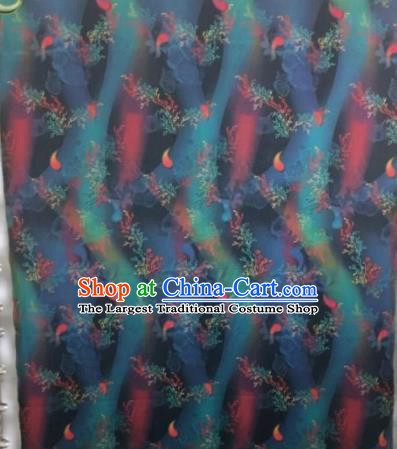 Traditional Chinese Classical Pattern Navy Blue Silk Fabric Ancient Hanfu Dress Brocade Cloth