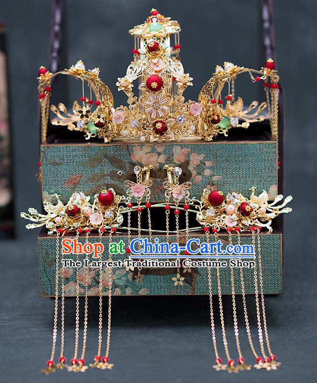 Chinese Ancient Wedding Hair Accessories Traditional Hanfu Hairpins Palace Phoenix Coronet for Women