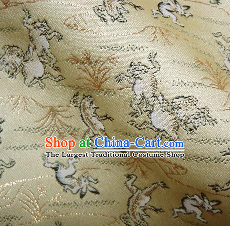 Asian Traditional Baldachin Classical Beast Pattern Golden Brocade Fabric Japanese Kimono Tapestry Satin Silk Material