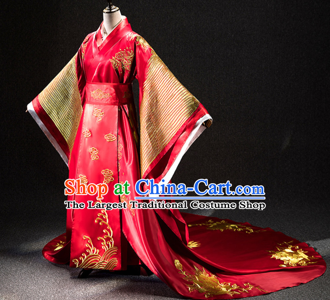 Ancient Chinese Emperor Embroidered Dragon Garment Complete Set
