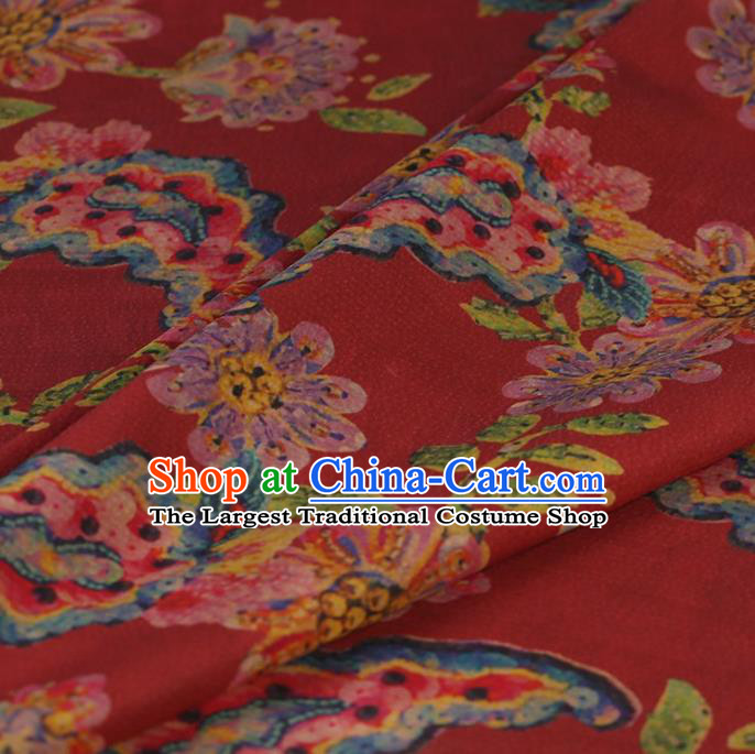 Traditional Chinese Satin Classical Pattern Design Red Watered Gauze Brocade Fabric Asian Silk Fabric Material