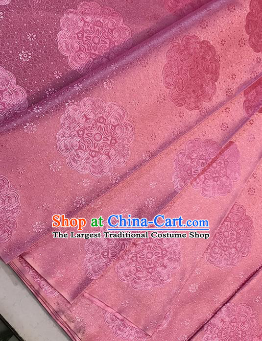 Chinese Tang Suit Pink Brocade Classical Pattern Design Satin Fabric Asian Traditional Drapery Silk Material