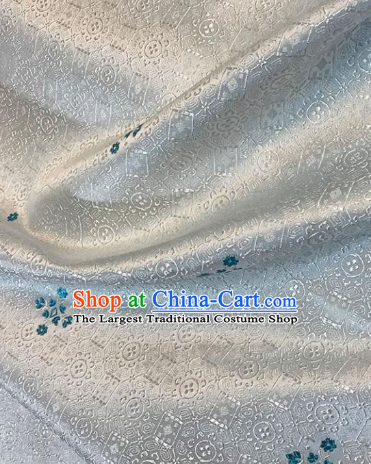 Chinese Tang Suit White Brocade Classical Pattern Design Satin Fabric Asian Traditional Drapery Silk Material