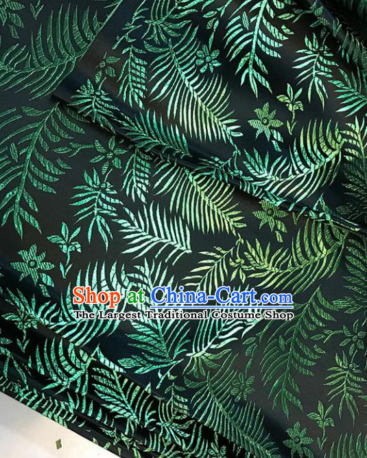 Chinese Hanfu Dress Brocade Classical Green Leaf Pattern Design Satin Fabric Asian Traditional Drapery Silk Material