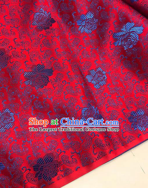 Chinese Hanfu Dress Red Brocade Classical Peony Pattern Design Satin Fabric Asian Traditional Drapery Silk Material