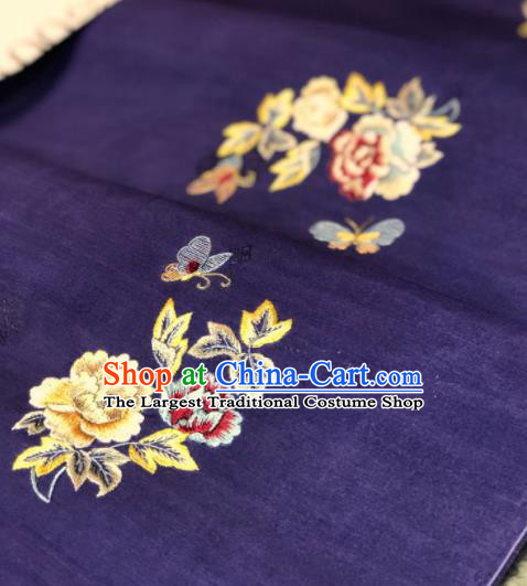 Traditional Chinese Embroidered Peony Purple Silk Fabric Classical Pattern Design Brocade Fabric Asian Satin Material